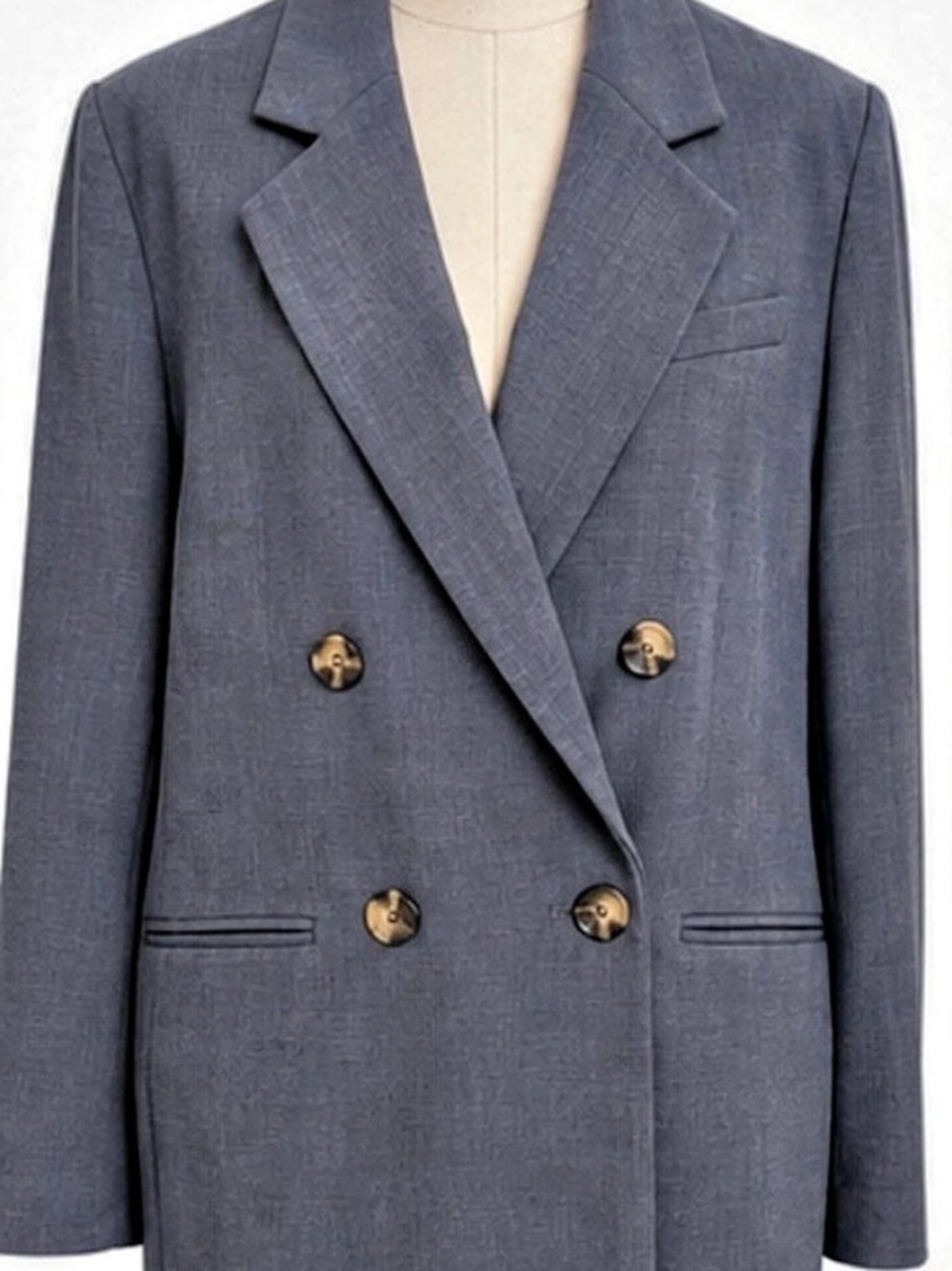 Maeve Anthropologie Double Breasted Oversized Blazer Size 0 Blue Gray